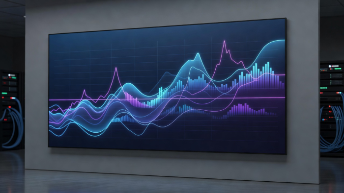 Data metrics graph displaying AI content performance and scoring