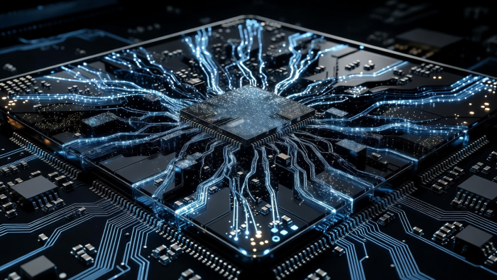 Microprocessor chip hardware indicating autonomous computing logic